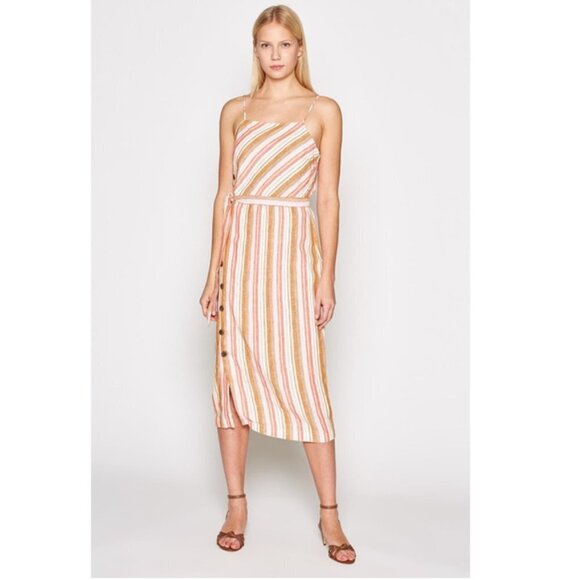 NWT Joie "Khari" Striped Linen Midi Dress Sz. M - Picture 1 of 5